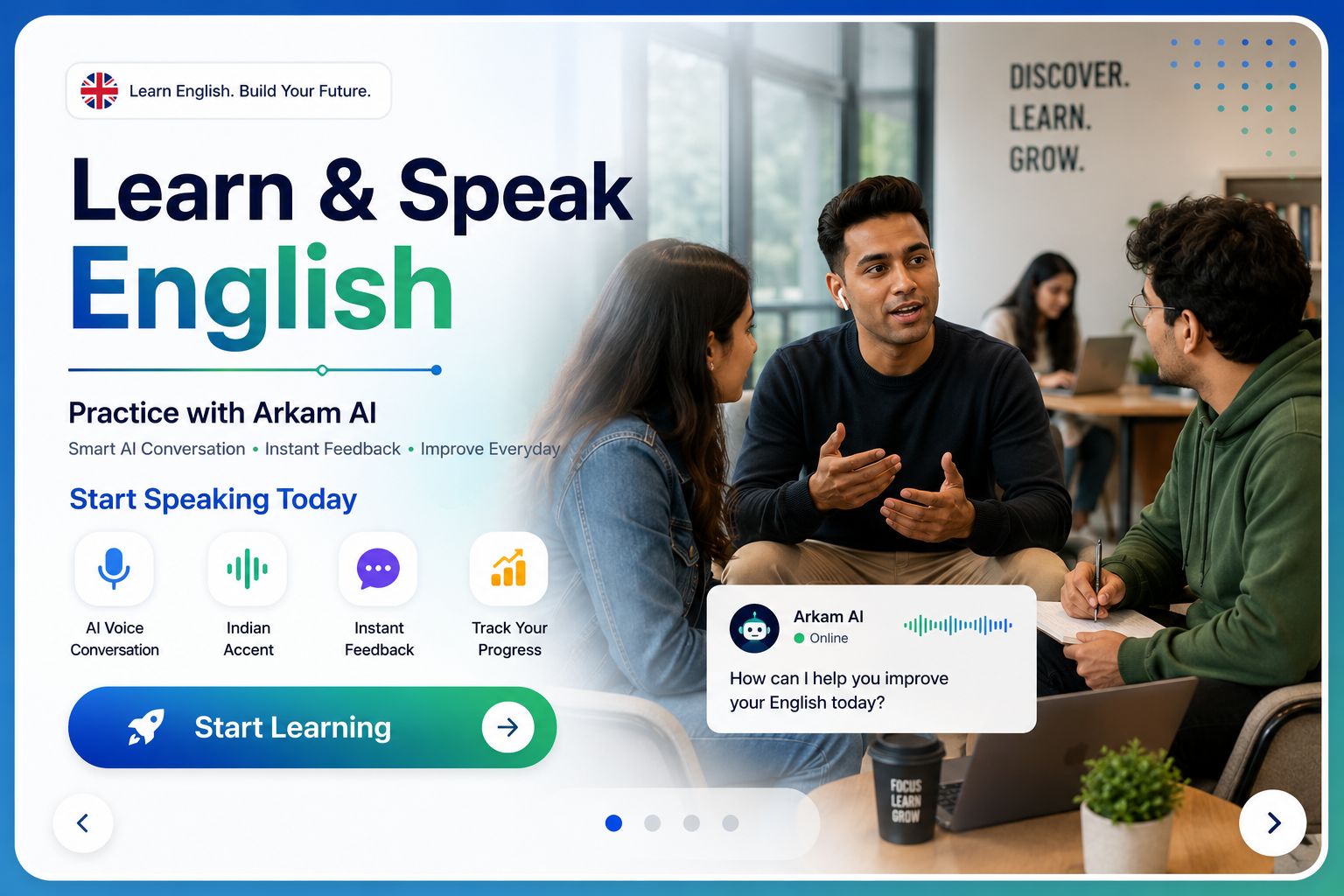 Learn & Speak English with Arkam AI